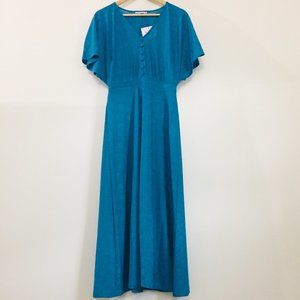 ZARA jacquard maxi dress turquoise size M